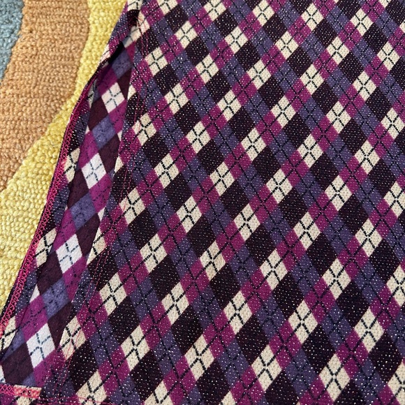 10 for $15 Top Secret Y2K Argyle Pattern Glitter Belted Long Skirt Side Slit - Picture 6 of 8
